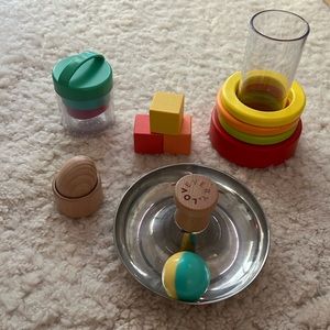 LOVEVERY Canister Set, Egg Cup, Clear Tube w Stacking Rings, Tip & Turn, Blocks